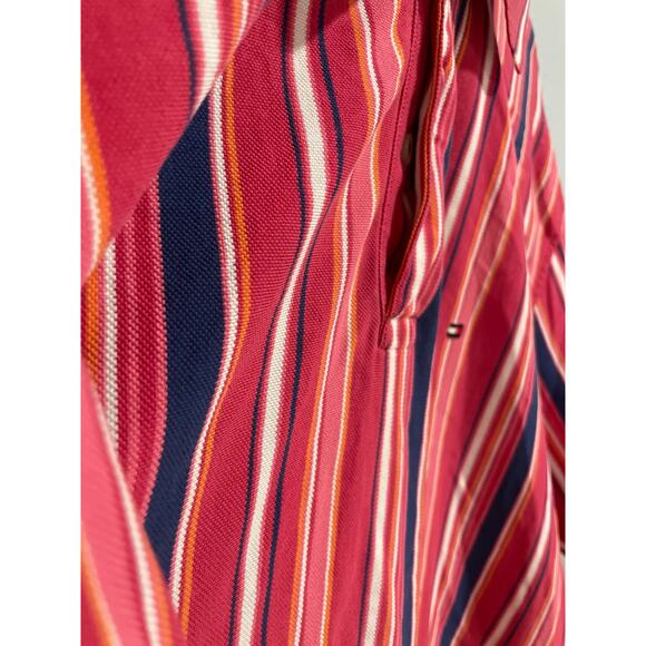 XL Tommy Hilfiger 100% Cotton Striped Red Blue Polo Men Shirt Short Sleeve - Picture 6 of 10